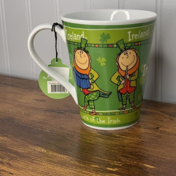 IRELAND "Luck of the Irish" Mug Fun Irish Musician Dancer & Clover Design Green - Picture 6 of 11